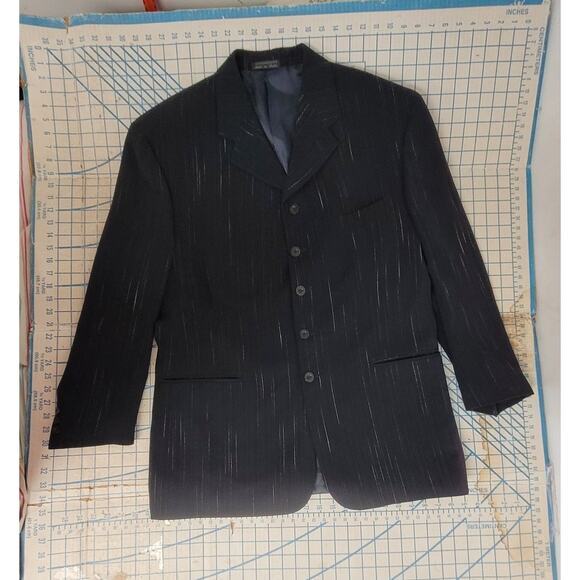 Vicci Uomo Italian Black Stripe 5 Button Single Breasted Blazer Suit Jacket - Picture 5 of 15